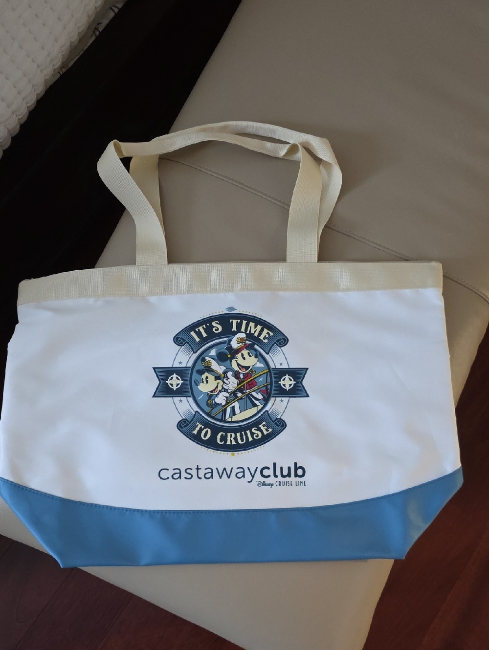 Castaway Club It's Time to Cruise Tote Bag - White & Blue